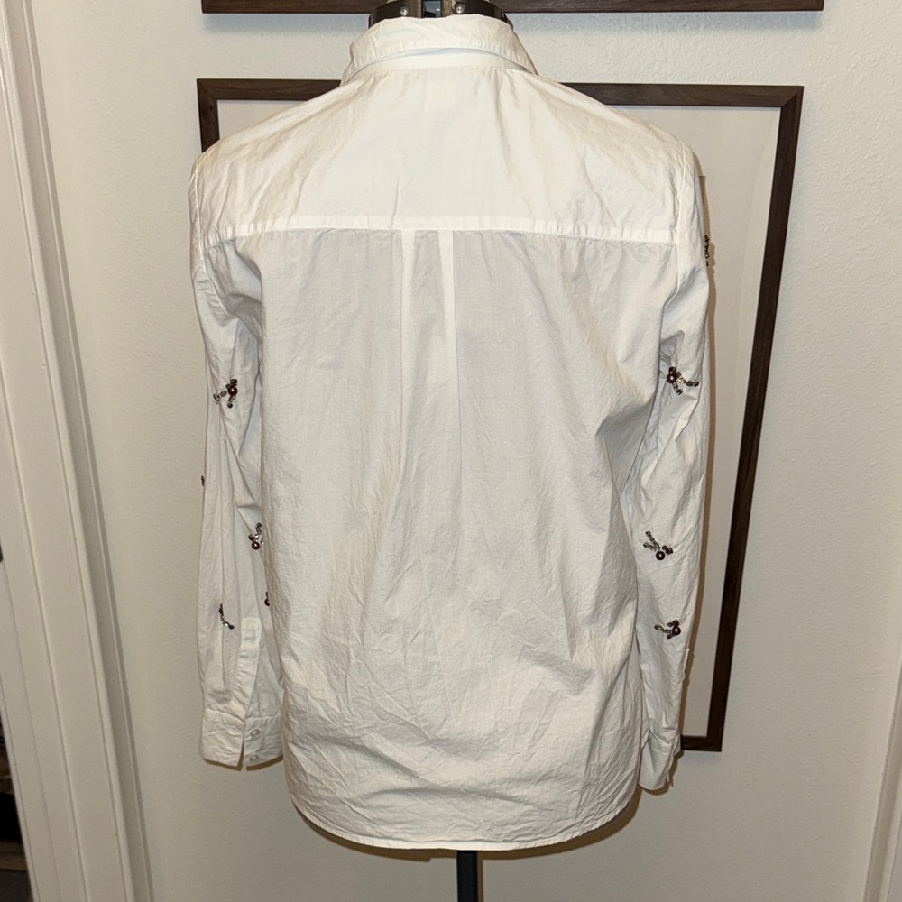 Chic White Beaded Button Down Shirt - image 4